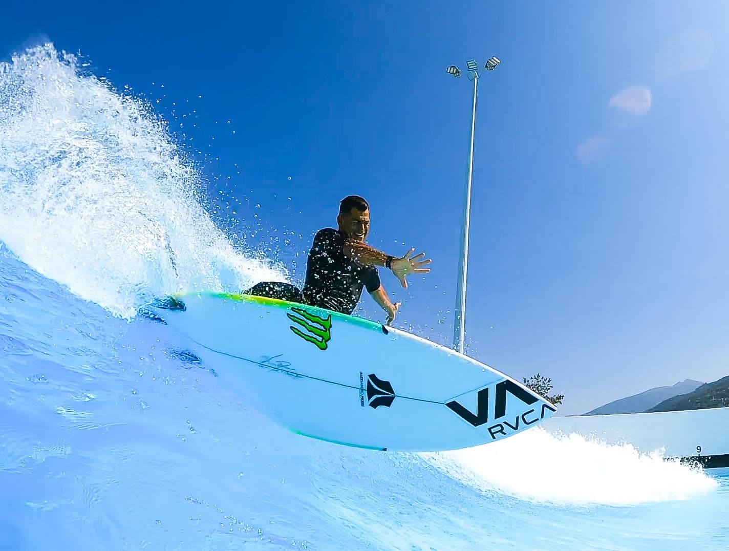 A surfer riding a wave